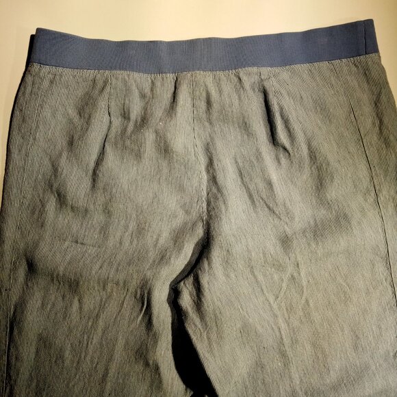 J. Jill Linen Pants sz Large Blue thin stripe Wide Leg Pull-On Pockets EXC - Picture 8 of 9